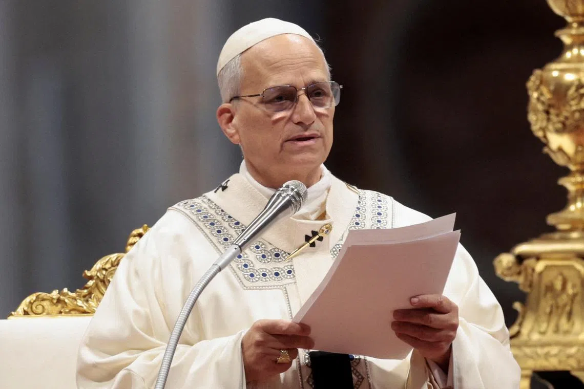 Pope Leo XIV leads a Mass to mark the World Day of Peace in St. Peter's Basilica at the Vatican, January 1, 2026. REUTERS/Remo Casilli
