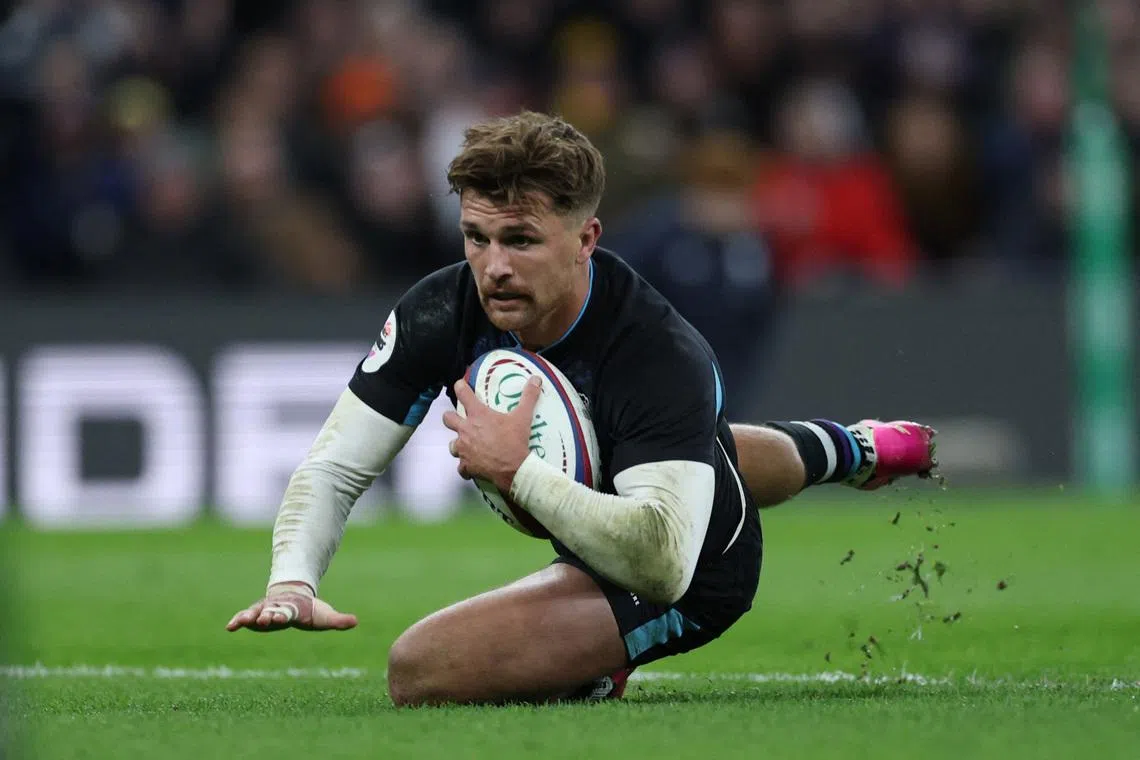 Rugby Union - Autumn Internationals - England v Argentina - Allianz Stadium, Twickenham, London, Britain - November 23, 2025 England's Henry Slade scores a try Action Images via Reuters/Paul Childs/File Photo
