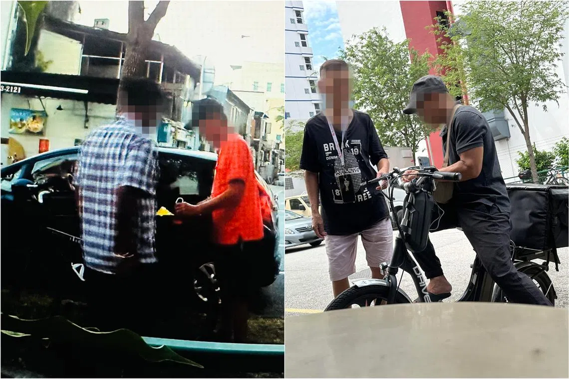 Men can be seen peddling drugs in public in the Geylang area.