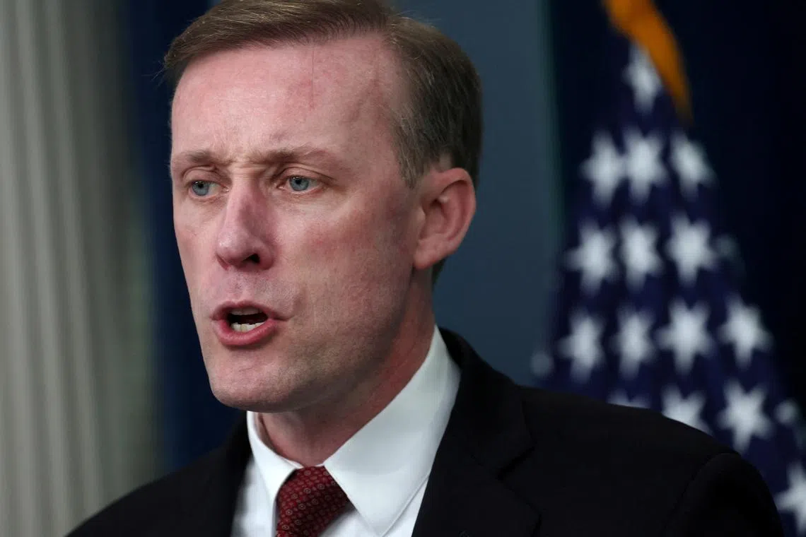 FILE PHOTO: National Security Advisor Jake Sullivan speaks during a press briefing at the White House in Washington, U.S., May 22, 2024. REUTERS/Leah Millis/File Photo