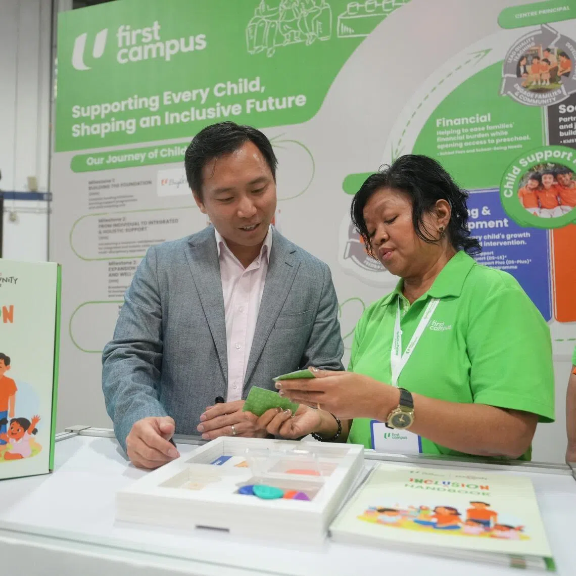 Minister of State for Social and Family Development Goh Pei Ming being introduced to the Inclusion Toolkit during its launch on May 22.