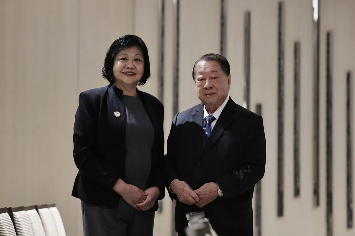 Ms Ng Lee Lee (left) and Mr Choo Si Sen are two of the recipients of the Outstanding Court Volunteer Award.