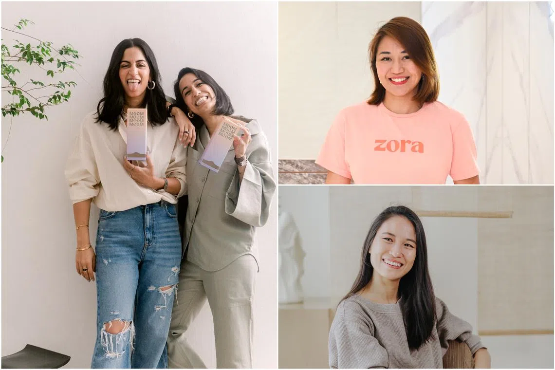 (Clockwise from left) Moom Health co-founders Mili and Maya Kale, Zora Health founder Anna Haotanto, and Blood co-founder Tan Peck Ying.