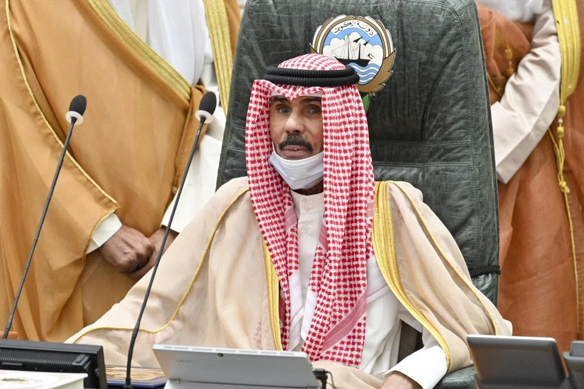 Sheikh Nawaf attending the inauguration of the 2nd term of the 16th legislative session of the National Assembly in Kuwait in 2021.