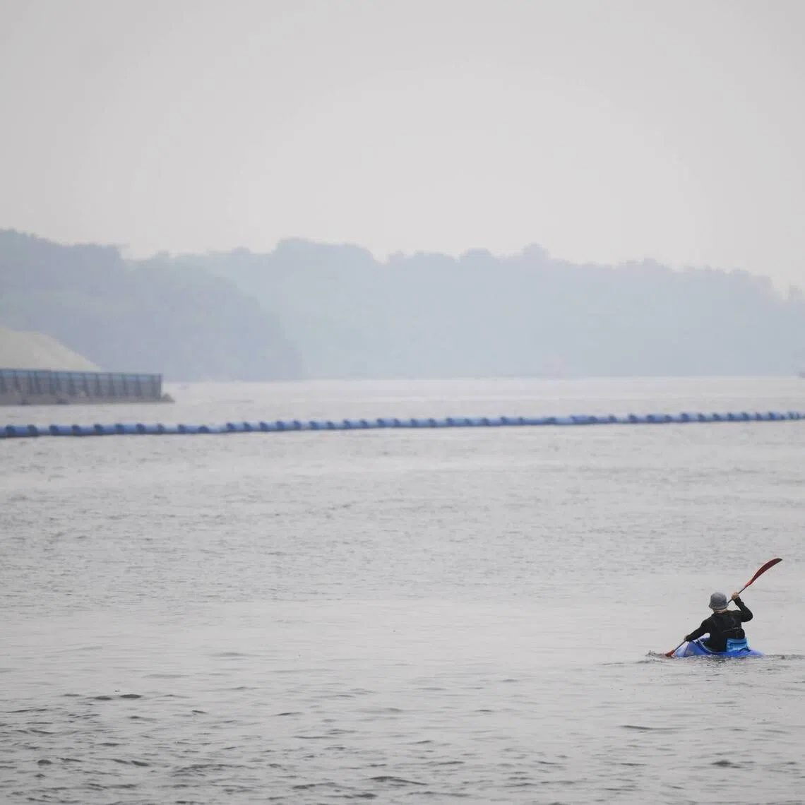 Hazy conditions seen on the outskirts of Punggol Beach at around 12pm on Oct 24.