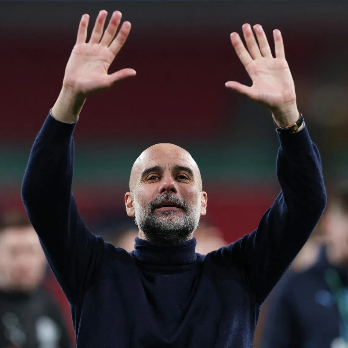 Soccer Football - Carabao Cup - Final - Arsenal v Manchester City - Wembley Stadium, London, Britain - March 22, 2026 Manchester City manager Pep Guardiola celebrates winning the Carabao Cup Action Images via Reuters/Paul Childs