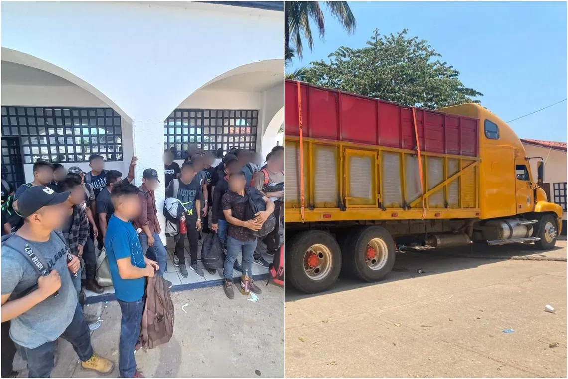The truck full of migrants was found in the town of Sayula de Aleman.