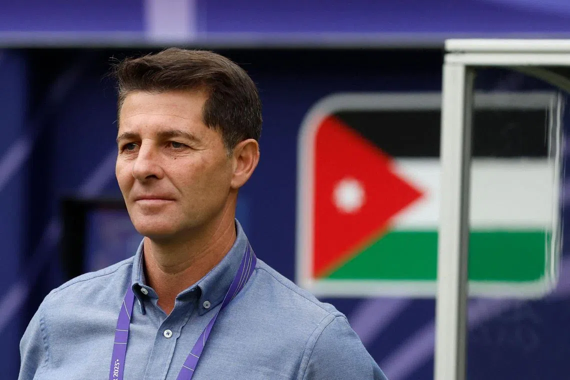 Iraq coach Jesus Casas is pictured during the Asian Cup match between Iraq and Jordan in Doha.  