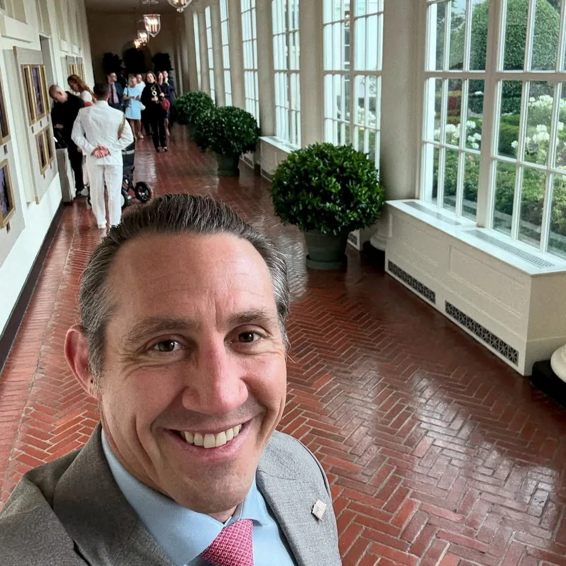 Tim Kennedy, a former UFC fighter and retired US Green Beret, who was wounded when a team working for Blackwater founder Erik Prince was ambushed in eastern Democratic Republic of Congo in mid-September, leaving several people dead and injured, sources close to the Congolese government said, is pictured at the White House in Washington, D.C., U.S., in this social media picture published May 30, 2025. Tim Kennedy via Instagram/via REUTERS