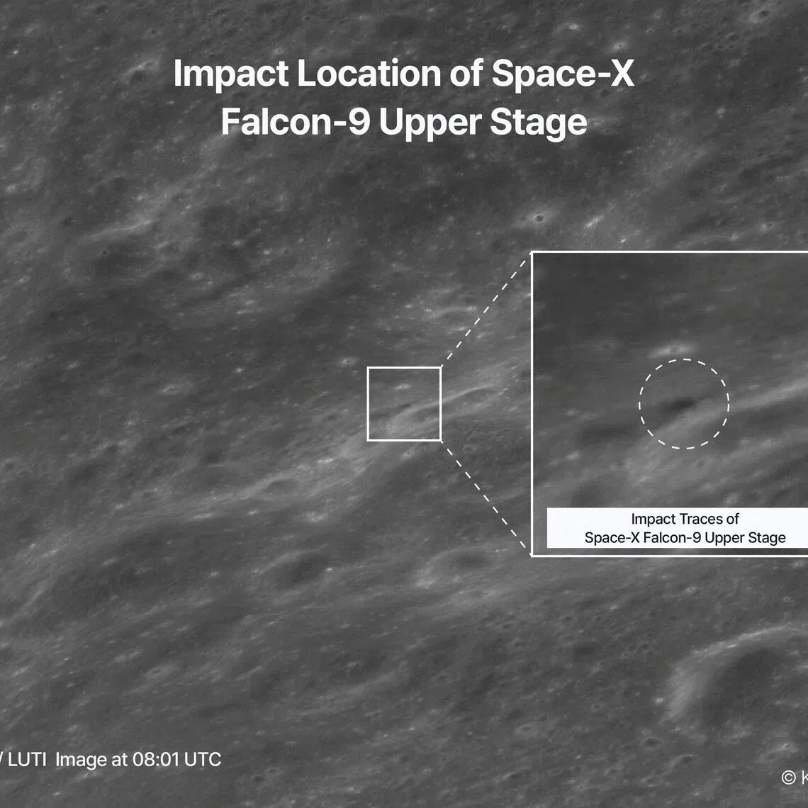 Part of a SpaceX rocket about the size of a bus slammed into the Moon on Aug 5.