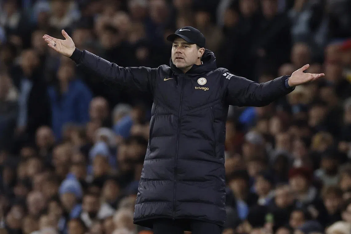 Soccer Football - Premier League - Manchester City v Chelsea - Etihad Stadium, Manchester, Britain - February 17, 2024 Chelsea manager Mauricio Pochettino reacts Action Images via Reuters/Jason Cairnduff/ File Photo