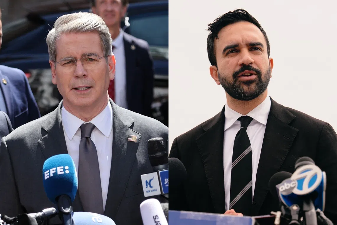 Treasury Secretary Scott Bessent (left) says the plans of Democratic mayoral candidate Zohran Mamdani will leave New York City seeking a bailout.