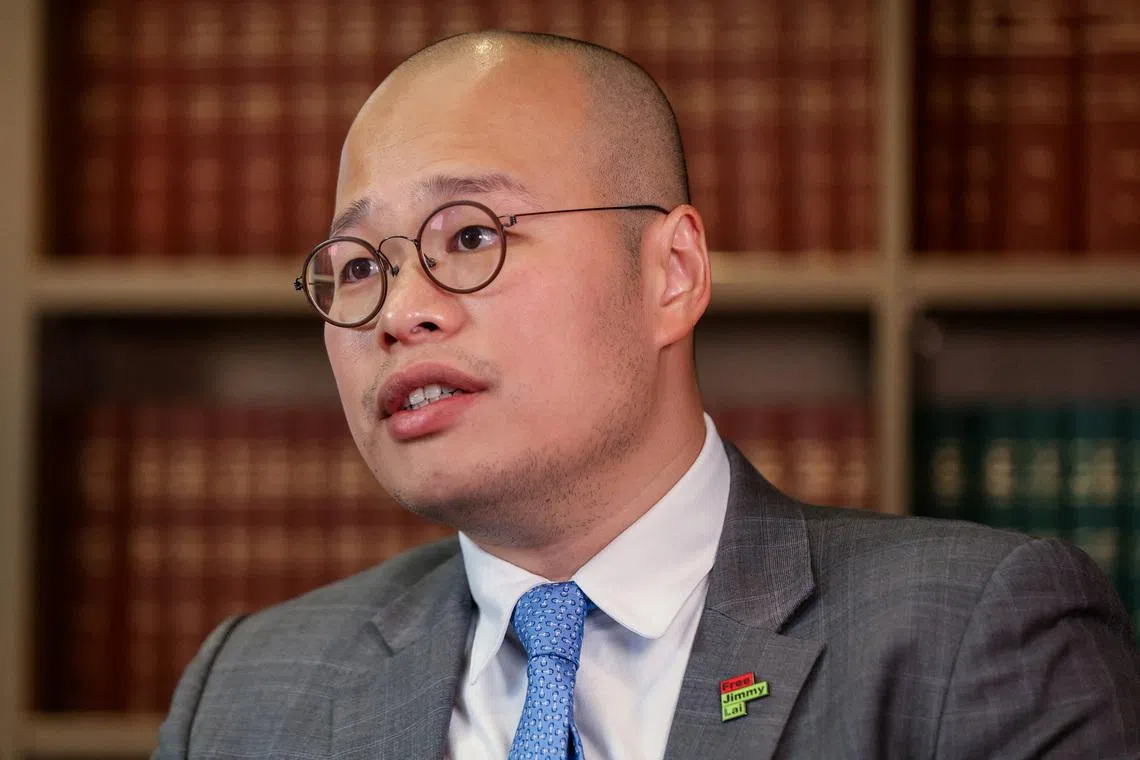 Sebastien Lai, son of jailed media tycoon Jimmy Lai, speaks during an interview with Reuters after his father was sentenced to 20 years in prison on two counts of conspiracy to collude with foreign forces and one count of publishing seditious materials, in London, Britain, February 9, 2026. REUTERS/Corey Rudy