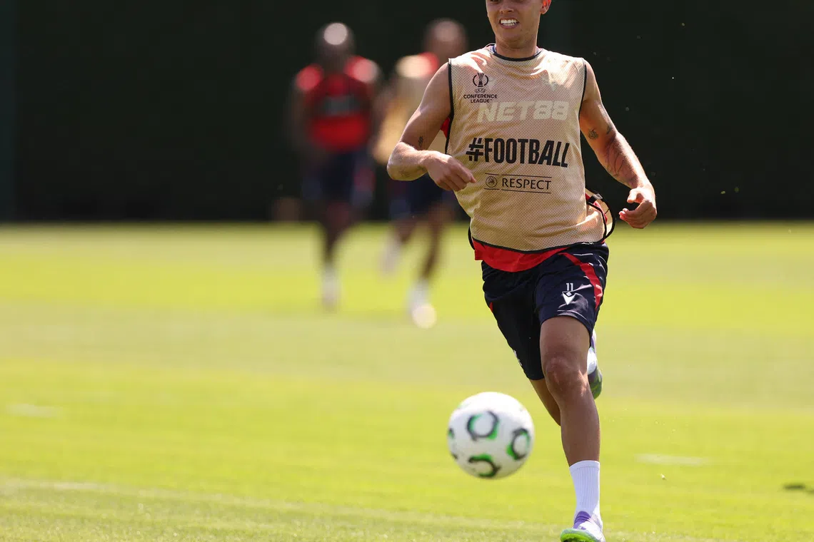 Soccer Football - UEFA Conference League - Final - Crystal Palace Training - Crystal Palace FC Training Ground, London, Britain - May 26, 2026 Crystal Palace's Brennan Johnson during training REUTERS/David Klein