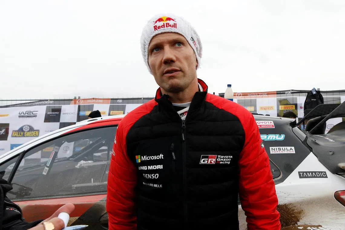FIA World Rally Championship - Rally Sweden - Stage 7 of Second Round - Torsby, Sweden - February 15, 2020. Sebastien Ogier of France (Toyota Yaris WRC) speaks to the media.  TT News Agency/Micke Fransson/via REUTERS