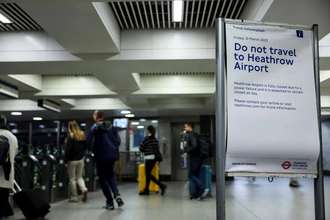 Carriers were working frantically on March 21 to re-route flights after a power outage at Heathrow Airport in London left tens of thousands of passengers stranded. 