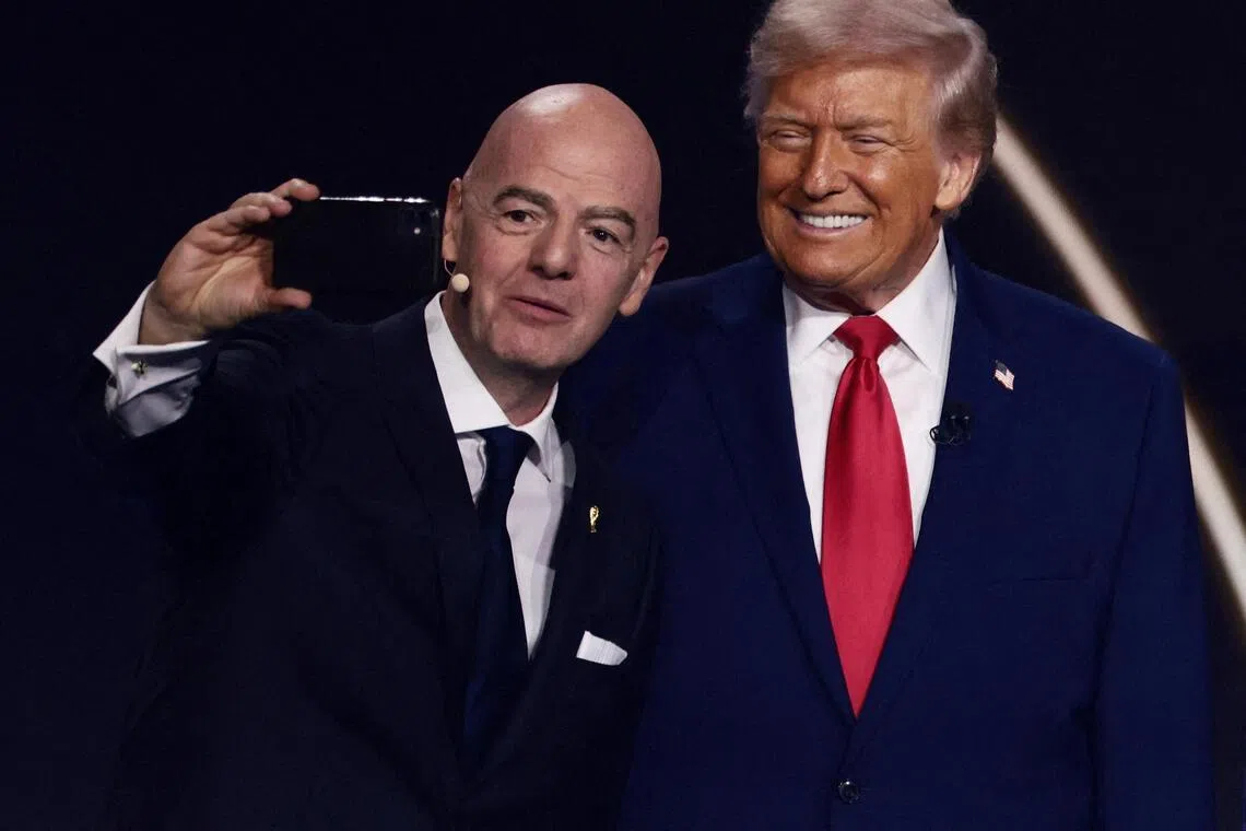 FIFA President Gianni Infantino (left) and US President Donald Trump posing for a wefie during the FIFA World Cup 2026 Draw.