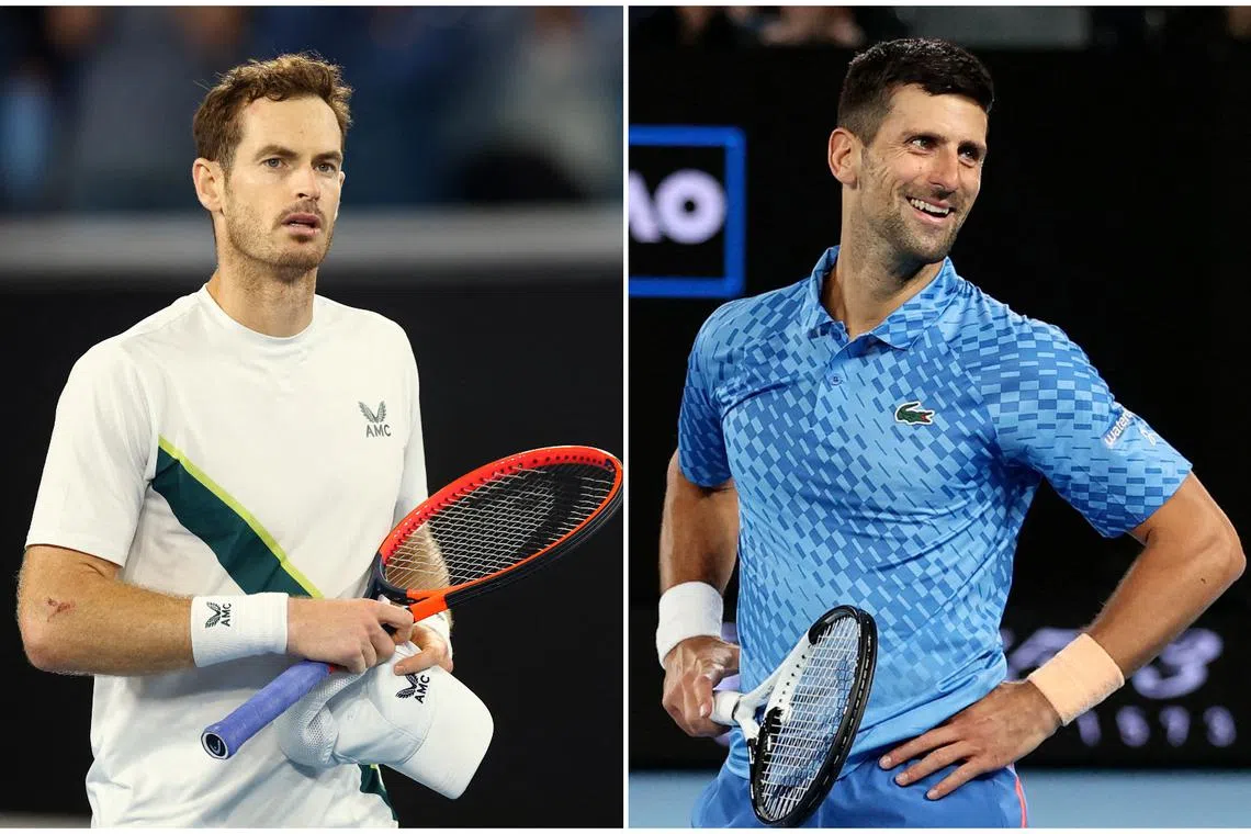 Andy Murray will need to defy tiredness and his metal hip, while Novak Djokovic needed a medical timeout and had heavy strapping around his thigh.