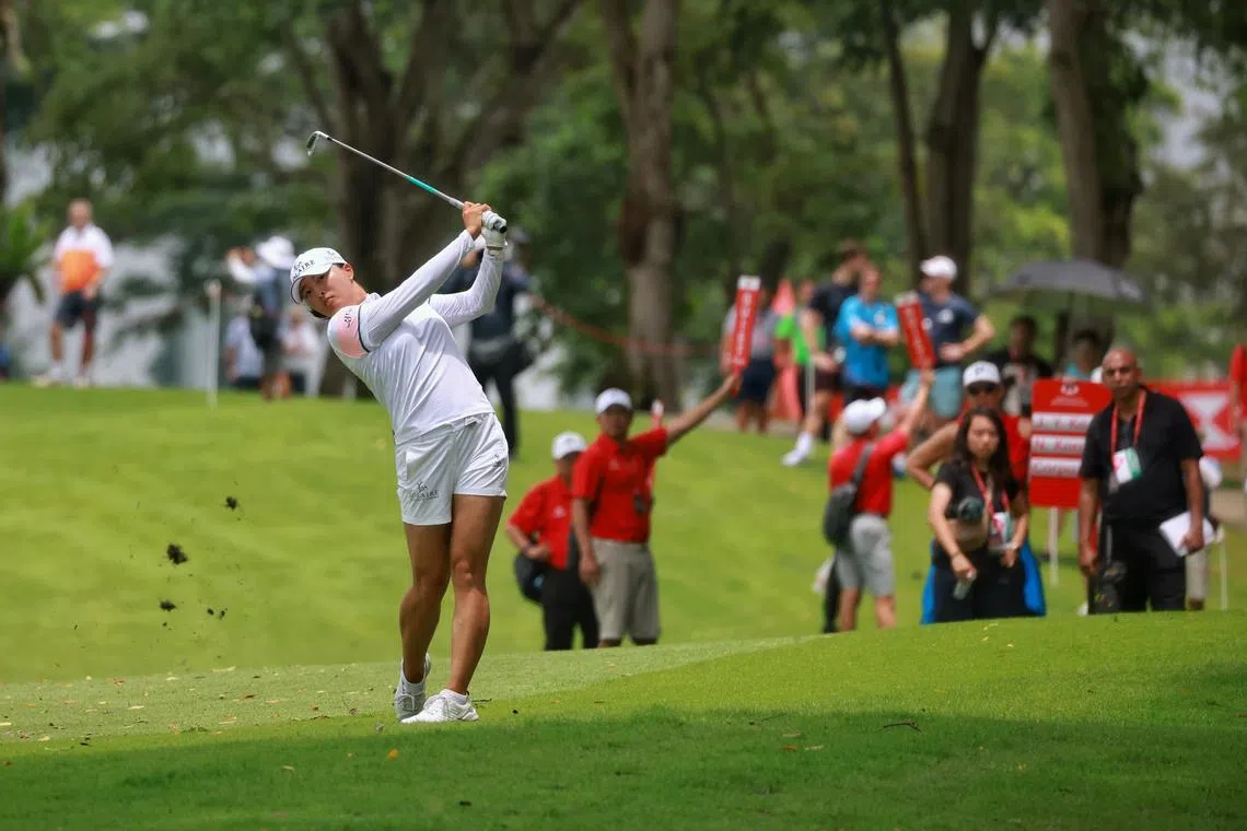 Ko Jin-young of South Korea in action during the final round of HSBC Women's World Championship at Sentosa Golf Club’s Tanjong Course on March 5, 2023. ST Photo: Kevin Lim kkgolf05