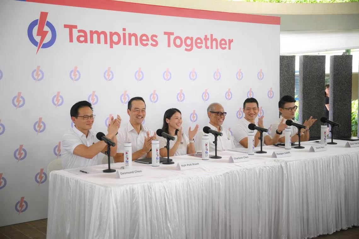 (From left) Mr Desmond Choo, Mr Koh Poh Koon, Dr Charlene Chen, Mr Masagos Zulkifli, Mr David Neo and Mr Baey Yam Keng at the line-up announcement on April 16.