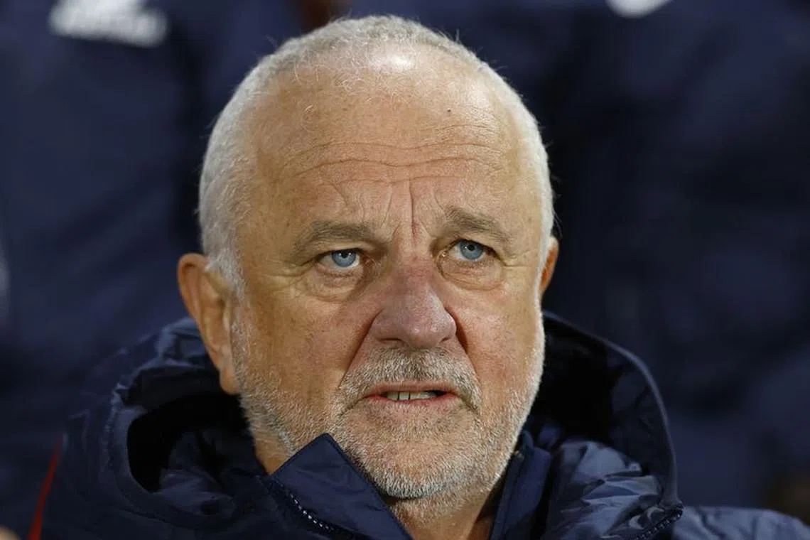 FILE PHOTO: Soccer Football - International Friendly - Australia v New Zealand - Brentford Community Stadium, London, Britain - October 17, 2023 Australia coach Graham Arnold before the match Action Images via Reuters/Peter Cziborra/File Photo