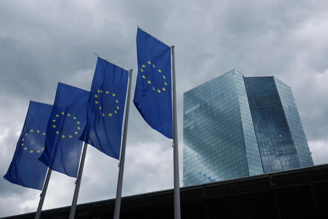 Dark clouds are seen over the building of the European Central Bank (ECB) before the ECB's monetary policy meeting in Frankfurt, Germany, June 6, 2024. REUTERS/Wolfgang Rattay