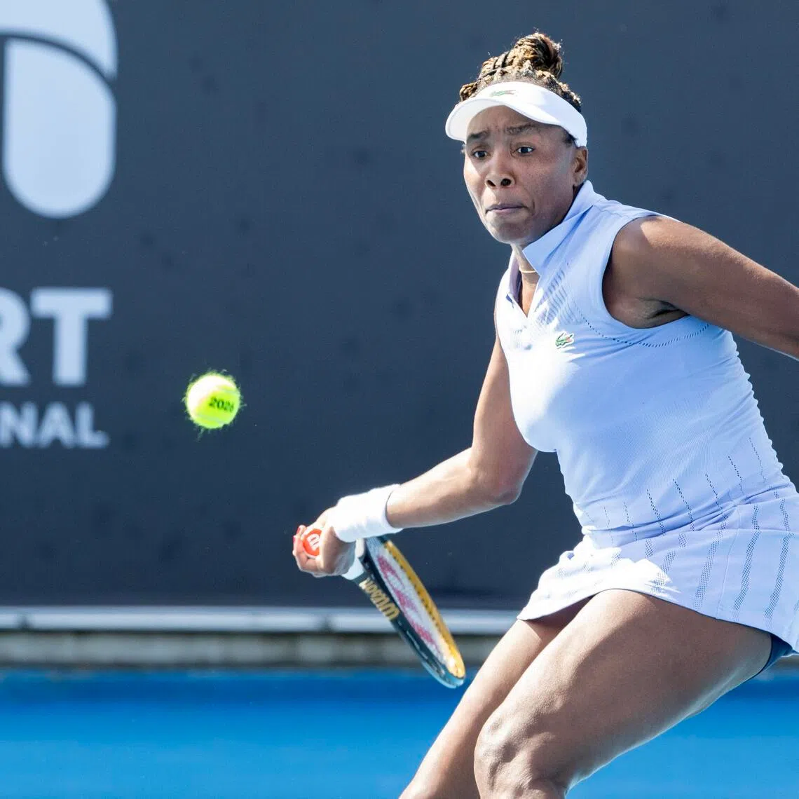 Venus Williams of the USA in action against Tatjana Maria of Germany during the Hobart International tennis tournament.