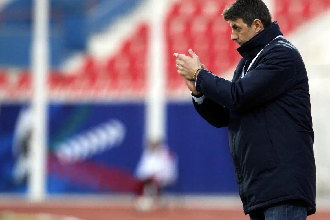 Dragan Talajic coach of Al Kuwait gestures during their Premier League soccer match against Kazma in Kuwait City January 27, 2012. REUTERS/Tariq AlAli/ File photo