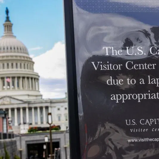 "Closed" signage outside the US Capitol in Washington, US, on Oct 10.