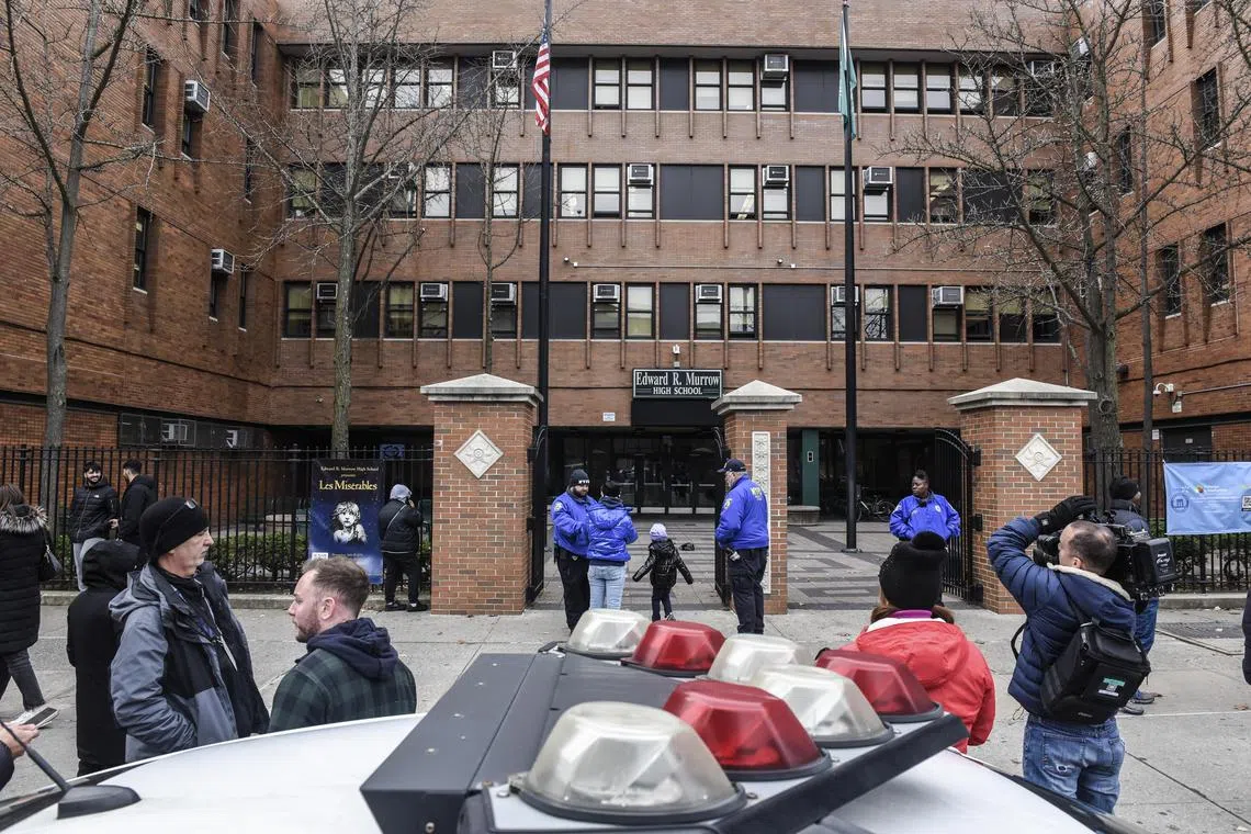 Edward R. Murrow High School in Brooklyn, where the police said a 15-year-old boy stabbed another. 
