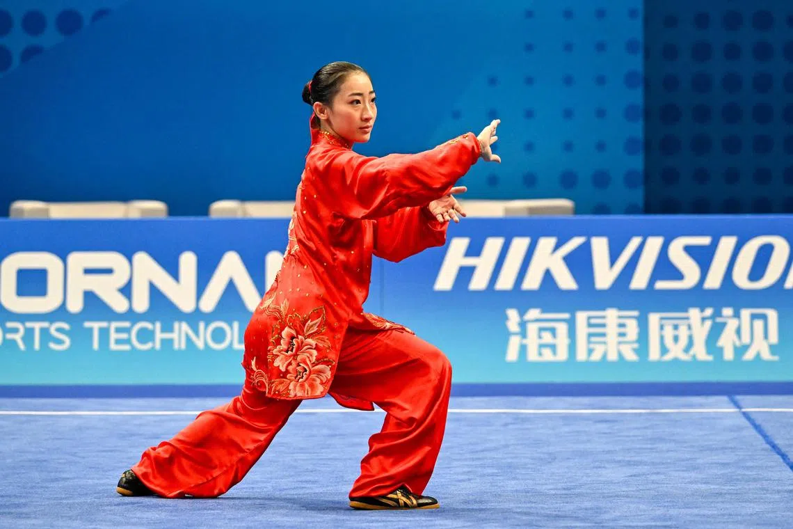 Singapore's Zeanne Law competing in the women’s taijiquan final at the Hangzhou Asian Games on Sept 24, 2023.