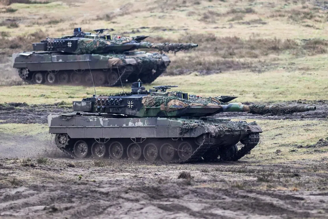 The 'Leopard 2 A6' battle tanks in action in Germany. The country had decided to supply 14 Leopard 2 tanks to Ukraine.