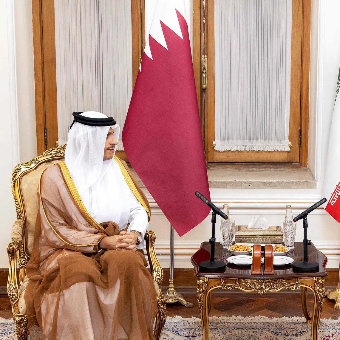 Qatar’s Prime Minister and Foreign Minister Sheikh Mohammed bin Abdulrahman bin Jassim Al-Thani (left) met with Iran’s Foreign Minister Abbas Araghchi in Tehran on Aug 27.