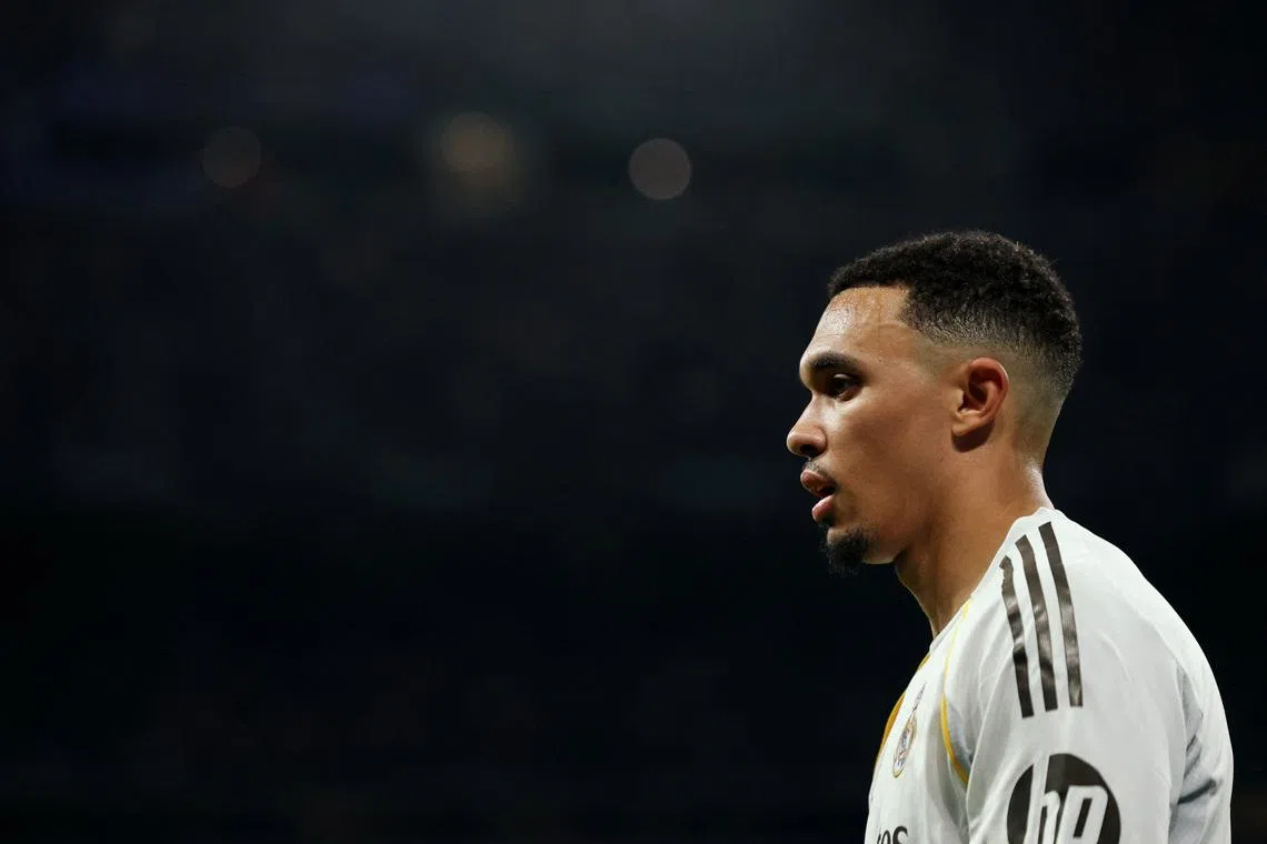 Soccer Football - UEFA Champions League - Play Off - Second Leg - Real Madrid v Benfica - Santiago Bernabeu, Madrid, Spain - February 25, 2026 Real Madrid's Trent Alexander-Arnold REUTERS/Violeta Santos Moura