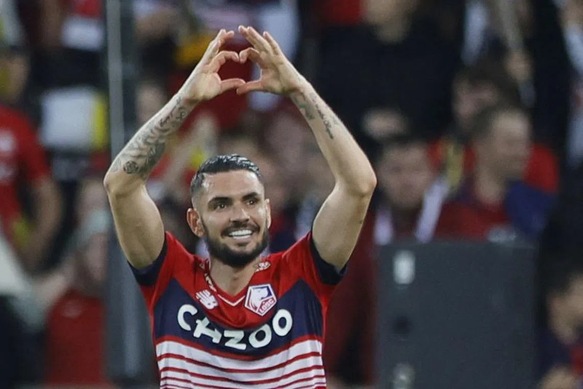 FILE PHOTO: Soccer Football - Ligue 1 - Lille v AS Monaco - Stade Pierre-Mauroy, Villeneuve-d'Ascq, France - October 23, 2022 Lille's Remy Cabella celebrates scoring their second goal REUTERS/Pascal Rossignol/File Photo