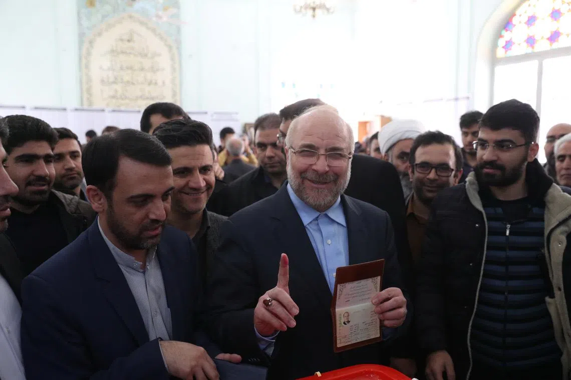 Mohammad Baqer Qalibaf, a parliamentary candidate, casts his vote at a mosque in downtown Tehran, Iran February 21, 2020. Hamed Malekpour/WANA (West Asia News Agency) via REUTERS/File Photo