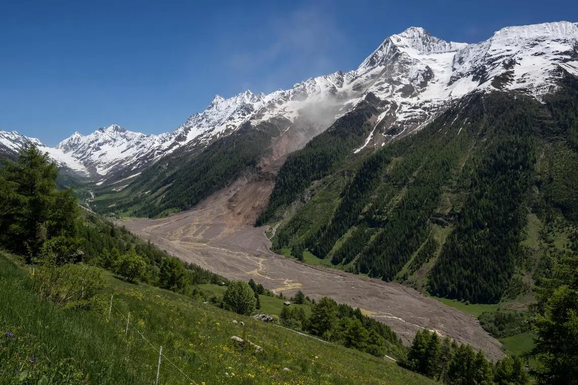 The Bietschhorn mountain on May 30 after the huge Birch Glacier collapsed.