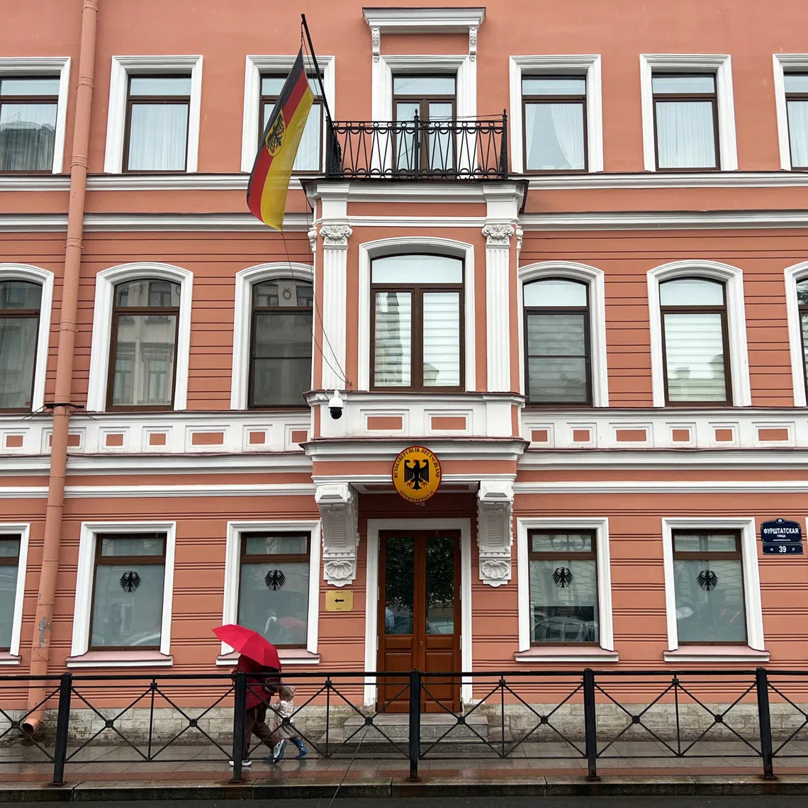 The German Consulate General in St Petersburg, Russia. Moscow-Berlin ties spiralled further last week as Germany accused Russia of orchestrating a drone attack on Leipzig airport.