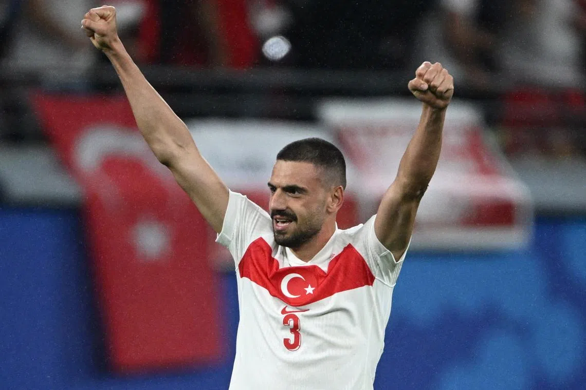 Soccer Football - Euro 2024 - Round of 16 - Austria v Turkey - Leipzig Stadium, Leipzig, Germany - July 2, 2024 Turkey's Merih Demiral celebrates scoring their second goal REUTERS/Annegret Hilse