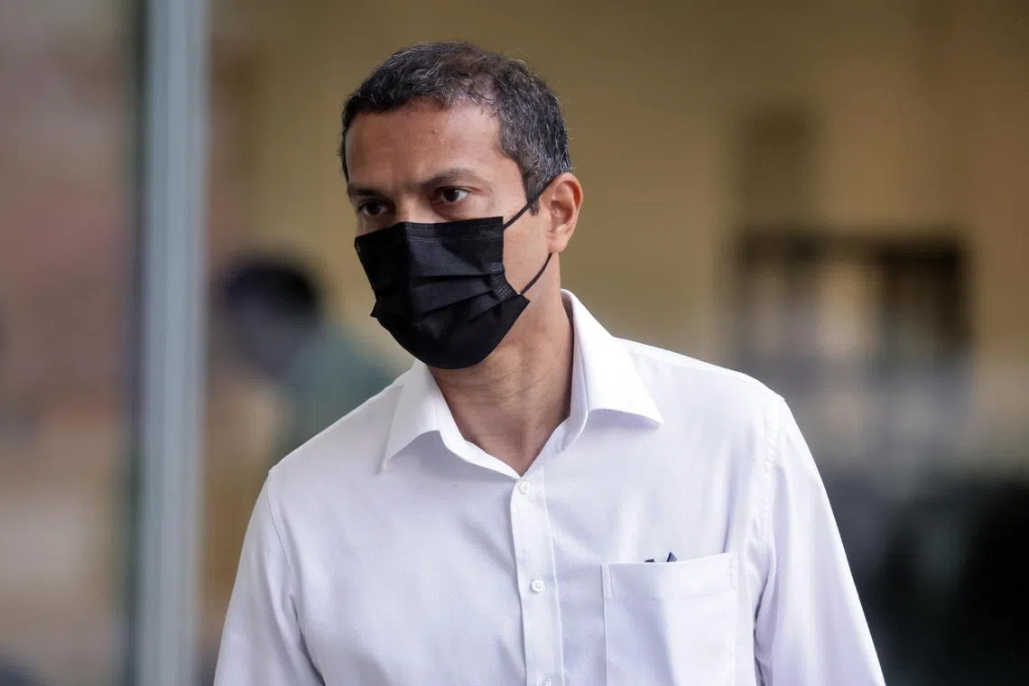 Pallaniappan Ravindran arriving at the State Courts on April 4. He was sentenced to eight weeks’ jail on Aug 14.