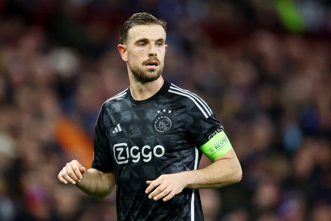 FILE PHOTO: Soccer Football - Europa Conference League - Round of 16 - Second Leg - Aston Villa v Ajax Amsterdam - Villa Park, Birmingham, Britain - March 14, 2024 Ajax Amsterdam's Jordan Henderson after the match REUTERS/Hannah Mckay/File Photo