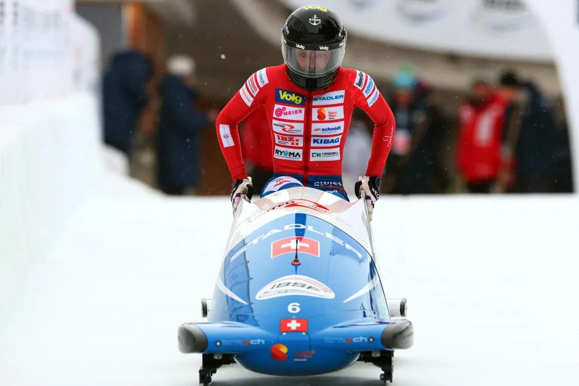 Bobsleigh and Skeleton - IBSF World Championships - St. Moritz, Switzerland - January 10, 2026 Switzerland's Melanie Hasler in action during the Women's Monobob REUTERS/Denis Balibouse