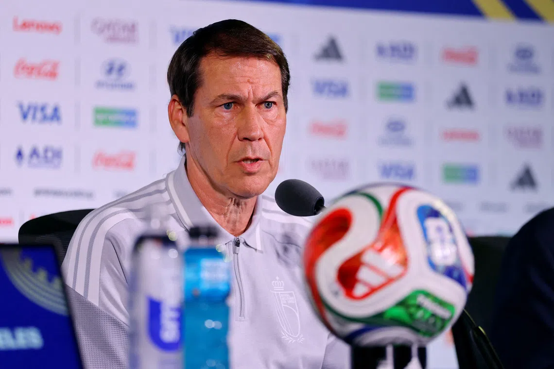 FILE PHOTO: Soccer Football - FIFA World Cup 2026 - Belgium Training - Carson Sports Park, Carson, California, U.S. - July 9, 2026 Belgium coach Rudi Garcia during the press conference REUTERS/Daniel Cole/File Photo