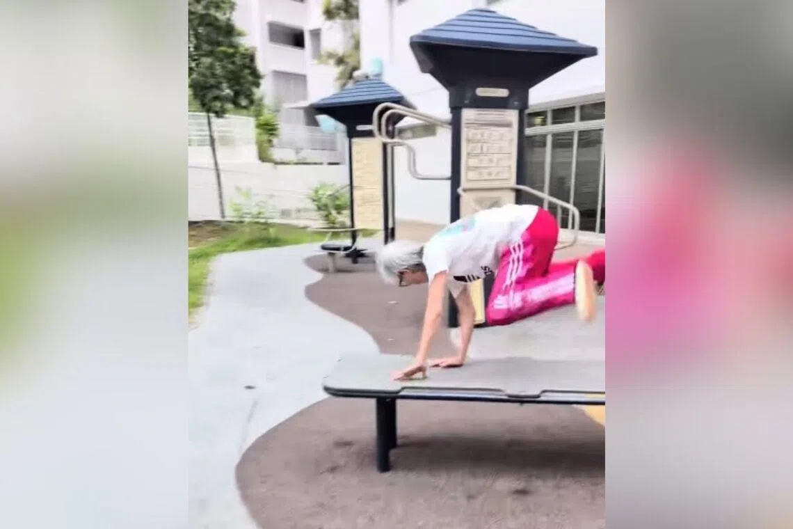 Leaps, crawls, rolls: 63-year-old makes parkour look like child’s play in Toa Payoh playground