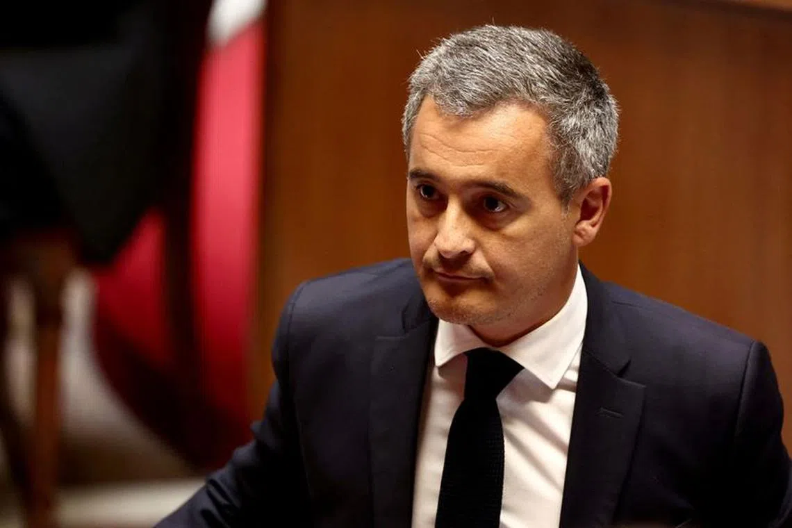FILE PHOTO: French Interior and Overseas Minister Gerald Darmanin attends the questions to the government session at the National Assembly in Paris, France, July 4, 2023. REUTERS/Stephanie Lecocq/File Photo