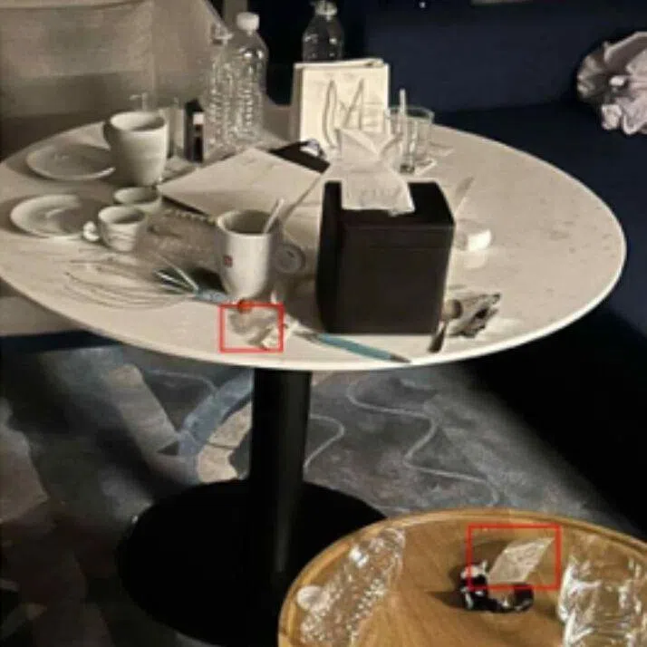 Photos used as evidence show students using illegal drugs at a hotel and a theme park. 