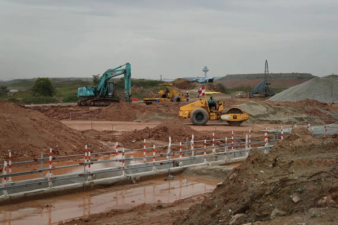 A file photo of construction work ongoing at the site Changi Airport's Terminal 5 taken in October 2018.