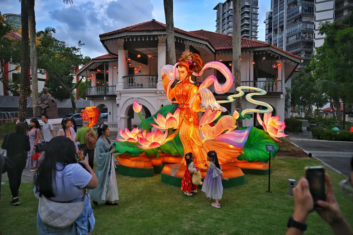The outdoor lantern installation titled Moonlit Legends for Wan Qing Closing Fest at the Sun Yat Sen Nanyang Memorial Hall on Aug 19.