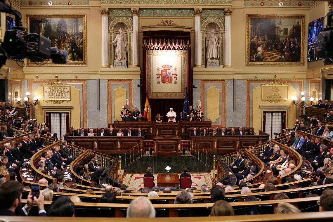 Pope Leo warns Spain's parliament the world is in 'profound'