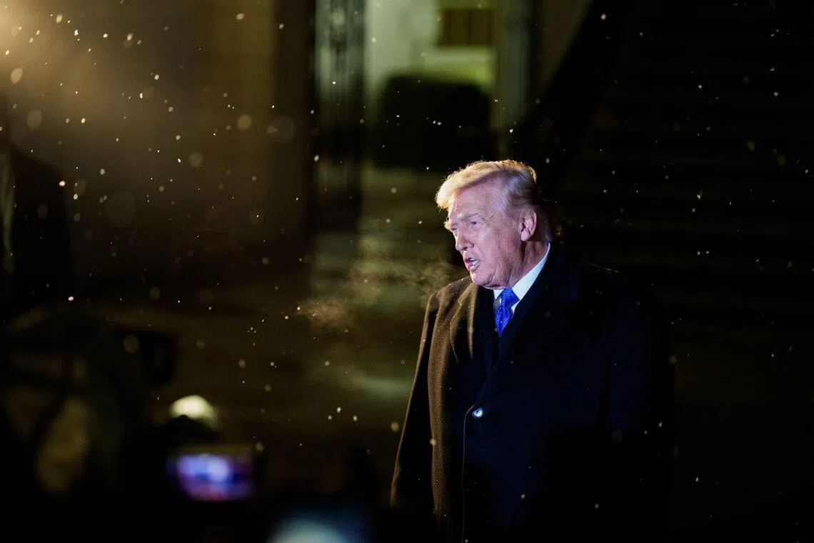 US President Donald Trump on Feb 6 said he “didn’t see” the part of a video posted on his social media account that depicted Barack and Michelle Obama as monkeys.